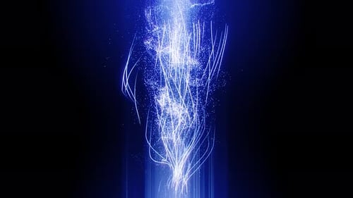 Animation Lines of Blue Energy Particles Moving Up