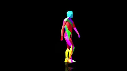 Colorful Low Poly Geometric Human Figure Walking Animation Loop
