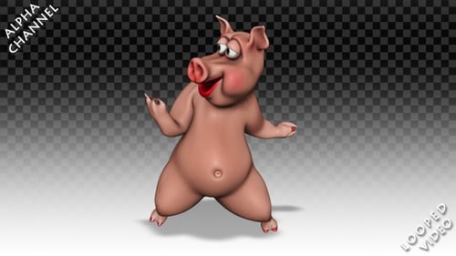 Cute Cartoon Pig Dancing 3D Animation Loop