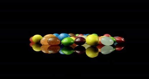 Delicious and Colorful Candy Display on Black Background