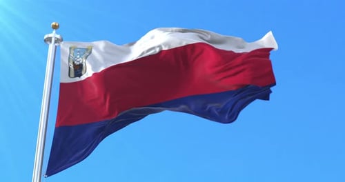 Realistic White Red Blue Flag Waving Animation