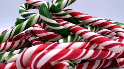Colorful Candy Canes Pile Close Up