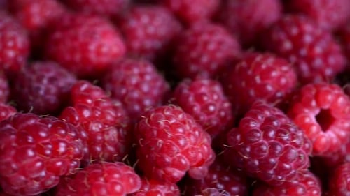 Close-up of Pile of Red Raspberries