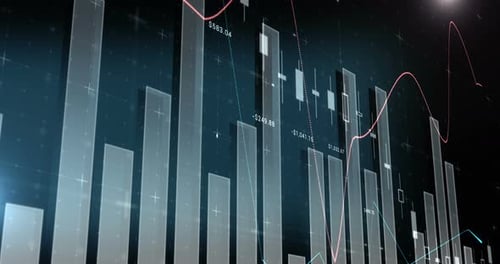 Futuristic Stock Market Bar and Line Graph Animation