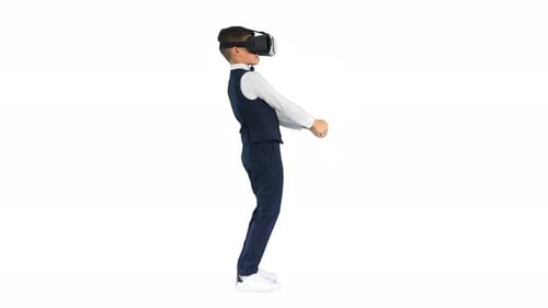 Child Experiencing Virtual Reality on White Background