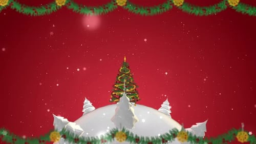 Animated Christmas Tree and Snow Scene Background Loop