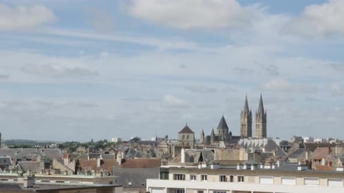 Caen in Northern Normandy capital of Calvados region 4K 2160p UltraHD slow tilt footage - Basse-Norm