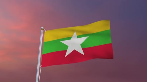 Flag Of Myanmar Waving