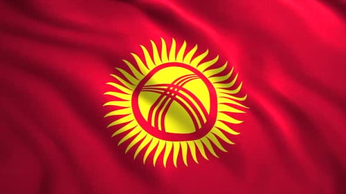 Realistic Slow Motion Waving Flag of Kyrgyzstan