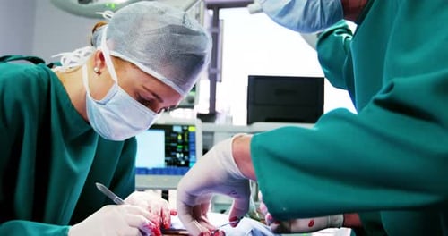 Surgeons Performing Operation in Hospital Operating Room