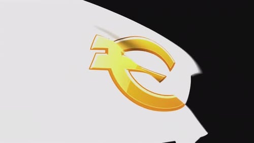 Waving Golden Euro Symbol Loop Reveal Animation
