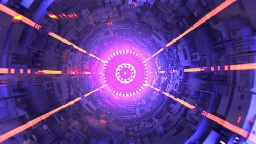 Futuristic Digital Tunnel Travel Animation with Glowing Light Rays