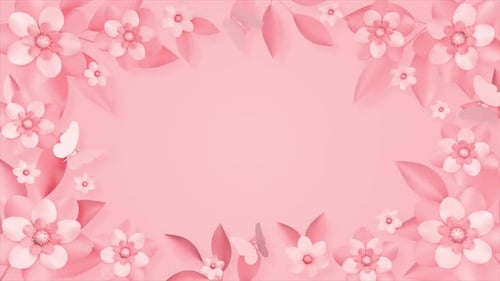 Zarte florale Hintergründe mit hellrosa Blumen und Schmetterlingen