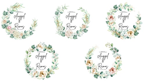 Elegant Watercolor Floral Wreath Wedding Title Animations