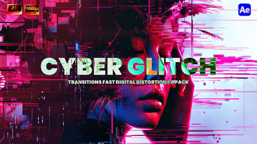 Cyber Glitch Transitions: paquete de efectos de distorsión digital rápida