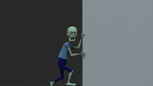 Animated Zombie Peeking Character Alpha Channel Transition