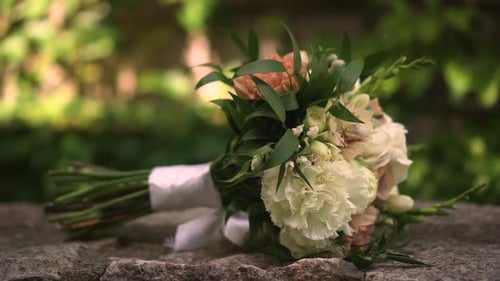 Bridal Bouquet of Flowers on Stone