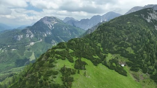 Aerial View of Green Mountain Range Landscape