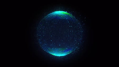 Abstrakte blaue Kugel 3D-Animation. Künstliche Intelligenz