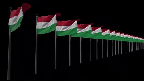 Hungary National Flag Waving Animation Loop