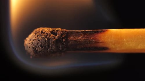 Matchstick burning macro close up