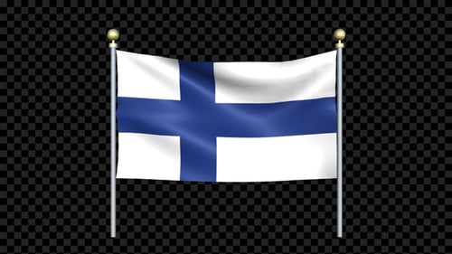 Waving Flag of Finland on Pole Animation