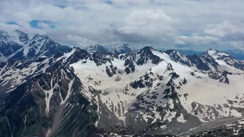 Aerial View of Snow Caucasus Mountains