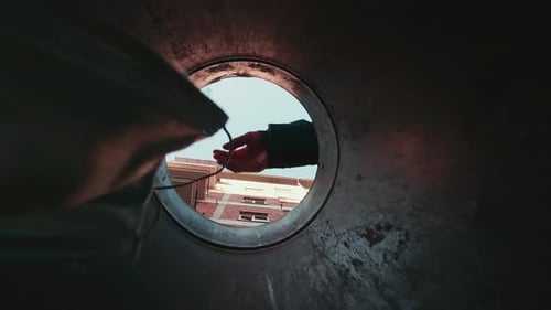 FAce Mask Being Dropped Inside Bin From Low Angle