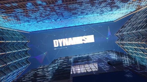 Arranha-céus digitais Dinamismo de palavras de negócios