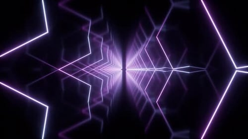 Loop animation in glowing neon lines tunnel
