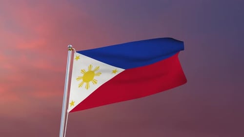 Realistic Waving Flag of Philippines on Flagpole