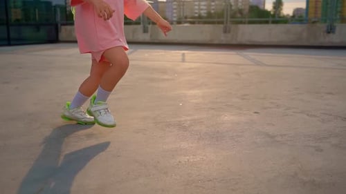 Girl dancing outdoors close up. Young female dancer person express emotions through body
