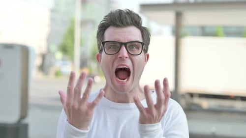 Man Yelling in City