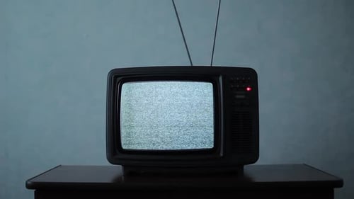 Old Television Showing White Noise Static