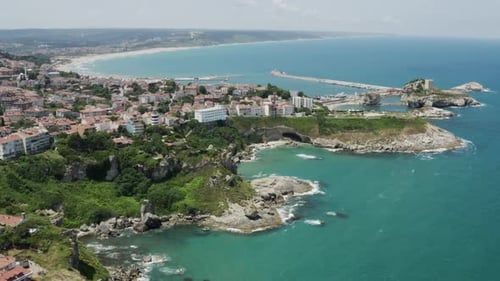 Clean Sea Waves And Rocks Aerial View