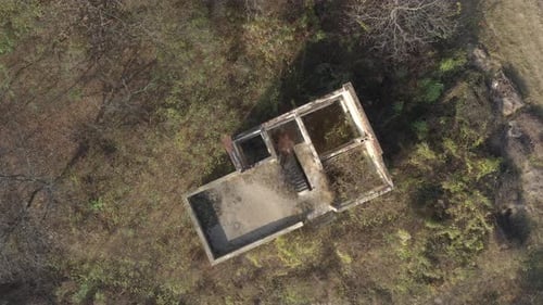 Abandoned building aerial drone 4K footage