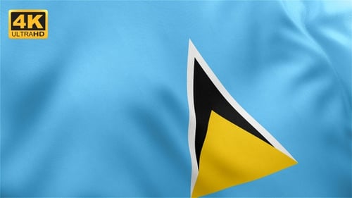 Animated Saint Lucia Flag Waving Seamless Loop