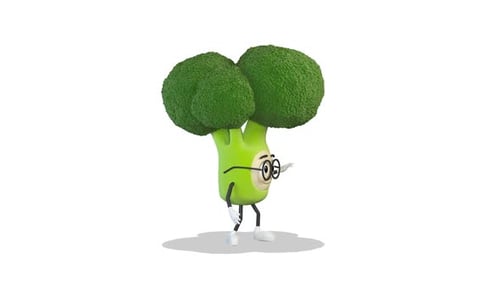 Animated 3D Broccoli Character Making Hand Gestures