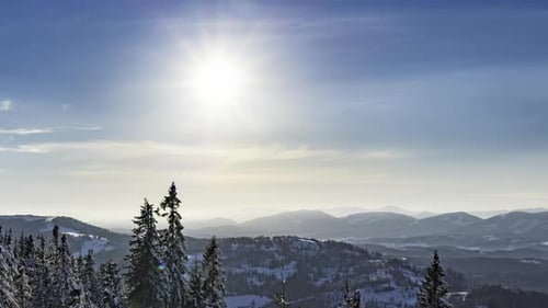 Sundown Time Lapse in Winter Mountain