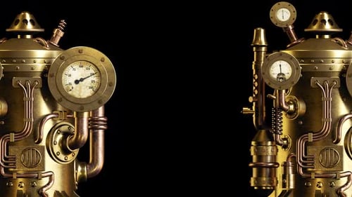 Animated Steampunk Mechanical Gears and Gauges Loop Background