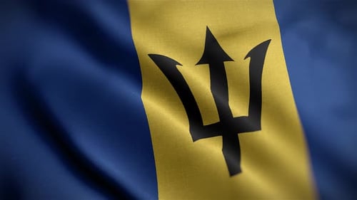 Realistic Barbados Flag Waving with Fabric Texture