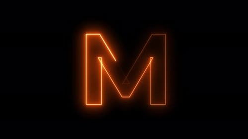 Neon Letter M Glowing Reveal Animation
