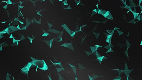 Leuchtender grüner Plexus-Netzwerk-Hightech-Hintergrund, polygonale Netzwerkschleifenanimation über schwarzem Hintergrund