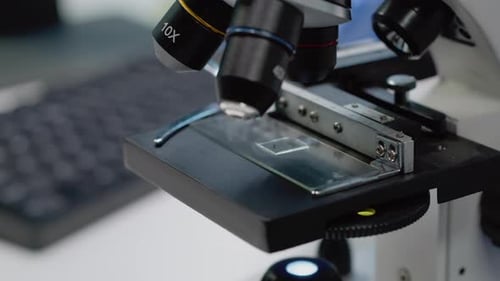 Close Up of Microscopic Sample Tray for Optical Analysis