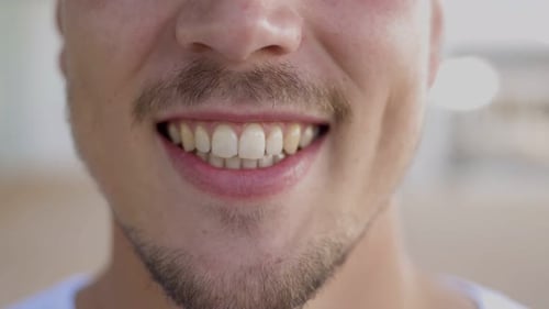 Abgeschnittene Aufnahme eines lächelnden bärtigen Mannes
