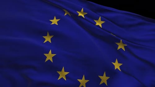 Realistic Waving European Union Flag Loop Animation