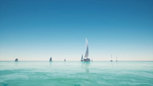 Aerial View of Yacht Boat Regattas on Tropical Ocean Nature Landscape