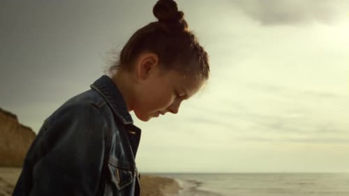 Kid Walking Sea Beach