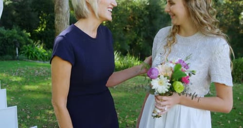 Mother and Daughter Share a Moment on Wedding Day