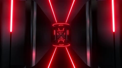 4k Red Neon Corridor